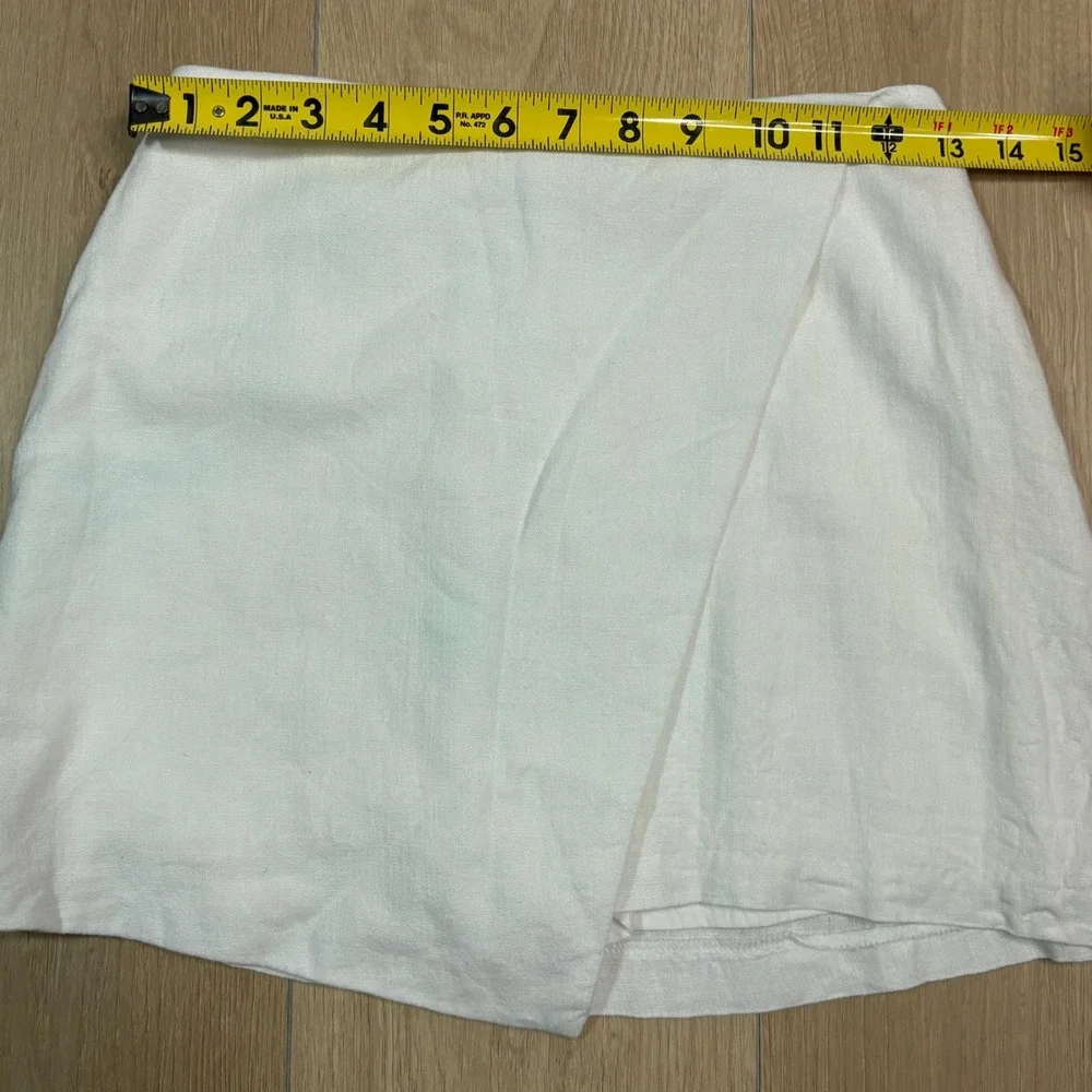 Abercrombie & Fitch White Linen Blend Wrap Front Mini Skort Womens XS Skirt
